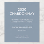 おもしろいモダンDusty Blue Thank Youパーティー結婚 ワインラベル (シングルラベル)