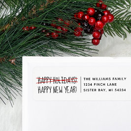 おもしろいモダンHappy New Year Address ラベル