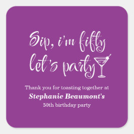 おもしろいモダンSip I'm Fifty Woman's 50誕生日 スクエアシール