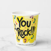 おもしろいモダンYou Rock Yellow Music Notes水彩 紙コップ (裏面)