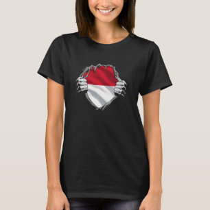 おもしろいモナコ国旗の国(ヨーロッパ) Tシャツ