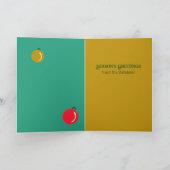 おもしろいモノグラムのオーナメントレッドグリーン金ゴールドクリスマス カード (内部)