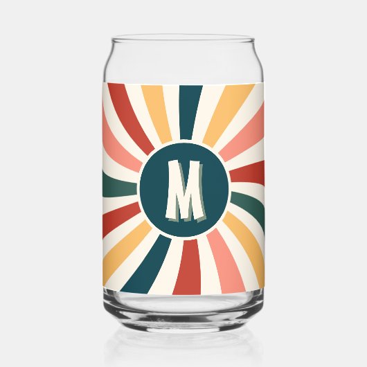 おもしろいモノグラムのカラフルレトロパターン ガラス缶 (裏面)