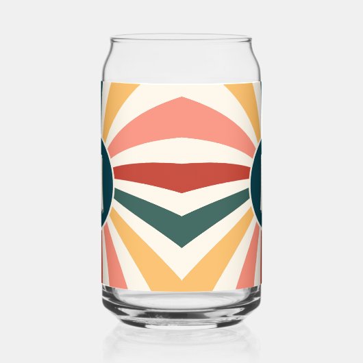 おもしろいモノグラムのカラフルレトロパターン ガラス缶 (右)