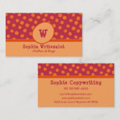 おもしろいモノグラムクランベリー&オレンジパターン 名刺 (正面/裏面)