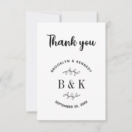 おもしろいモノグラムフローラ結婚植物学名 サンキューカード (正面)