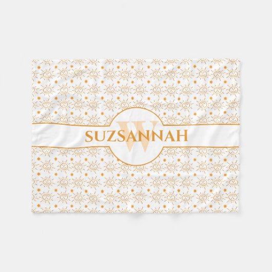 おもしろいモノグラム名手描き太陽 フリースブランケット (正面(横))