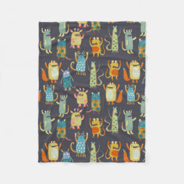 おもしろいモンスターのパターン フリースブランケット