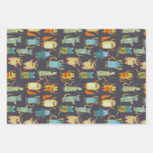 おもしろいモンスターのパターン ラッピングペーパーシート (正面)