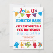 おもしろいモンスター子供の誕生日パーティの招待状 招待状 (正面)