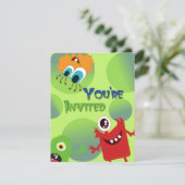 おもしろいモンスター誕生日パーティーの招待テンプレート 招待状 (スタンド正面)