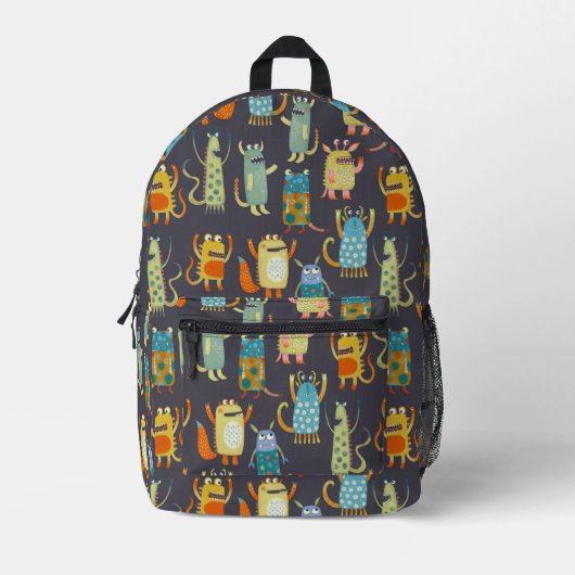 おもしろいモンスター プリントバックパック (正面)