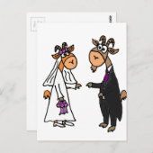 おもしろいヤギの新婦結婚と新郎 ポストカード (正面/裏面)