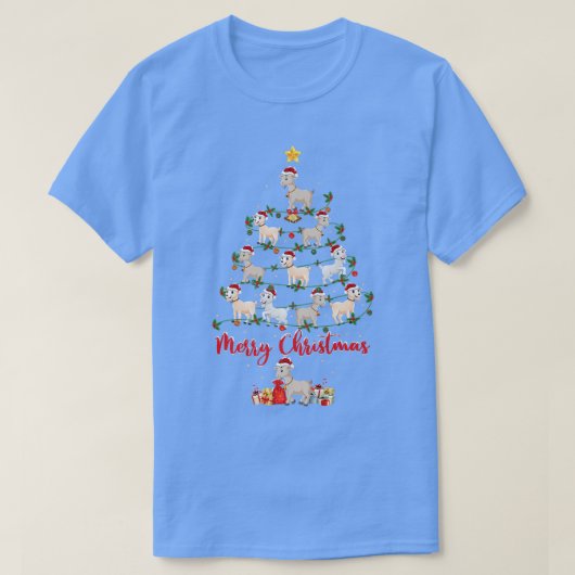 おもしろいヤギ動物愛好家マッチングサンタヤギ Tシャツ (デザイン正面)