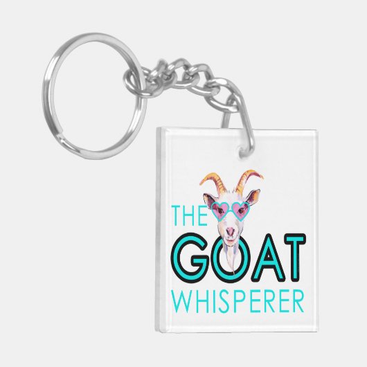 おもしろいヤギ好き熱狂するヤギの女神 キーホルダー (正面左)