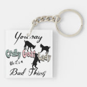 おもしろいヤギ好き熱狂するヤギの女神 キーホルダー (裏面)