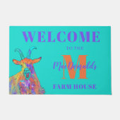 おもしろいヤギ歓迎パーソナライズされた ドアマット (正面)