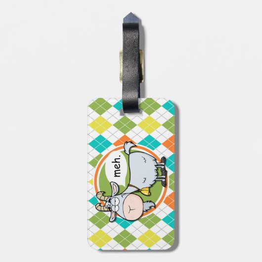 おもしろいヤギ;パカラフルタアーガイルーン ラゲッジタグ (裏面縦)