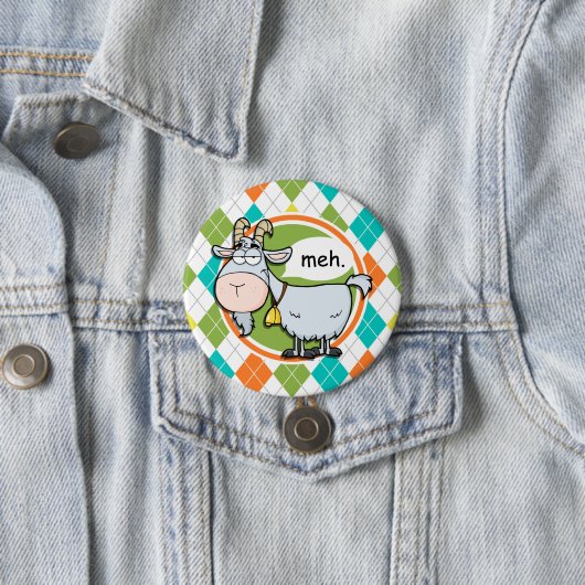 おもしろいヤギ;パカラフルタアーガイルーン 缶バッジ (インサイチュ)