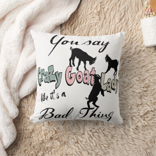 おもしろいヤギ| 南西の暖かい色ヤギ熱狂するレディ クッション (ブランケット)