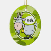 おもしろいヤギ;明るい緑の迷彩柄、迷彩 セラミックオーナメント (右)