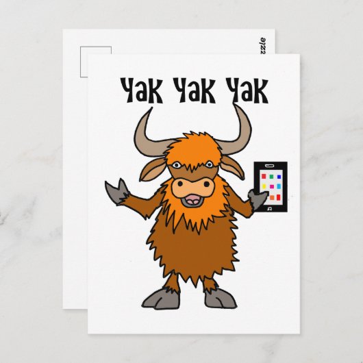 おもしろいヤクが携帯電話の漫画に焼く ポストカード (正面/裏面)