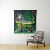 おもしろいユニコーンゼブラを浴槽で タペストリー (インサイチュ)