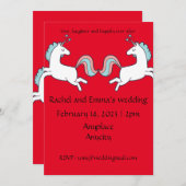 おもしろいユニコーン結婚式招待状。カスタマイズ可能 招待状 (正面/裏面)