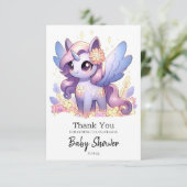 おもしろいユニコーン赤ちゃんシャワー サンキューカード (スタンド正面)