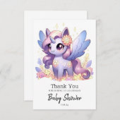おもしろいユニコーン赤ちゃんシャワー サンキューカード (正面/裏面)