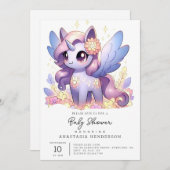 おもしろいユニコーン赤ちゃんシャワー 招待状 (正面/裏面)