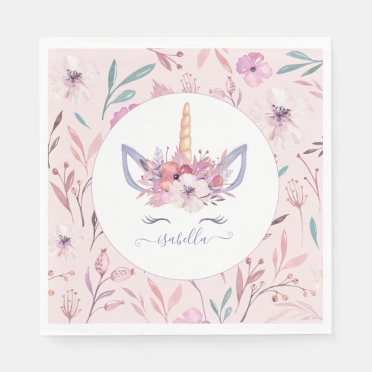 おもしろいユニコーン顔水カラーパーティーナプキン スタンダードランチョンナプキン (正面)