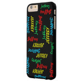 おもしろいユニークの名前を黒で繰り返パーソナライズされたし、 Case-Mate iPhoneケース (裏面左)