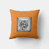 おもしろいユニークオレンジブラックオリジナルタイガープリント クッション (裏面)