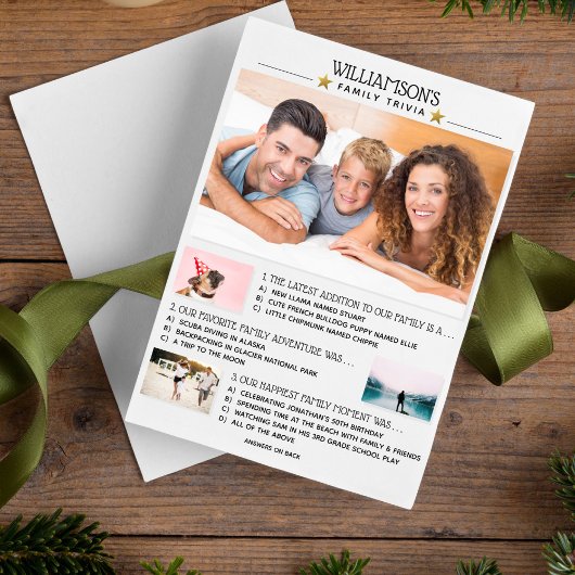 おもしろいユニーククリスマスファミリートリビアフォトコラージュ シーズンカード