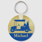 おもしろいユニークゴルフカート付きクラブファーストネームGolf Ba キーホルダー (正面)