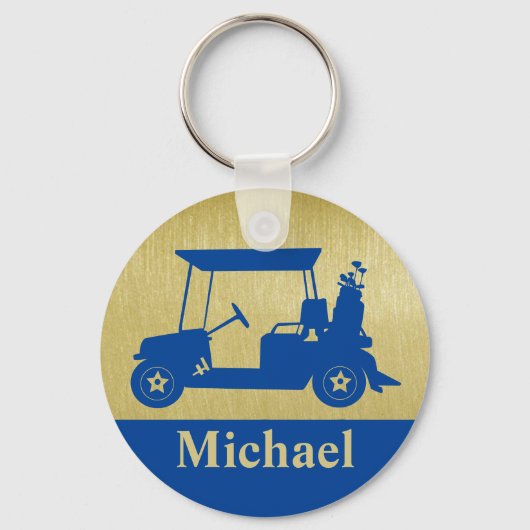 おもしろいユニークゴルフカート付きクラブファーストネームGolf Ba キーホルダー (正面)