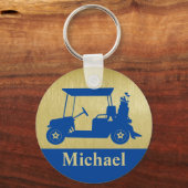 おもしろいユニークゴルフカート付きクラブファーストネームGolf Ba キーホルダー (正面)