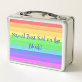 おもしろいユニークパーソナライズされたカラフルレインボーストライプズ メタルランチボックス (裏面)