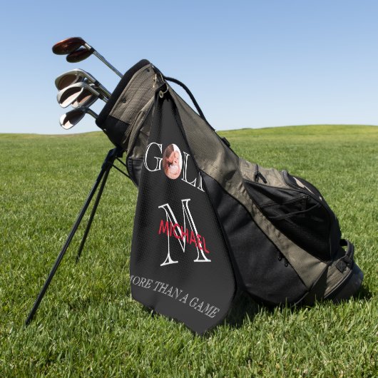 おもしろいユニークフォトモノグラムと名前ゴルフタオル ゴルフタオル (グリーン)