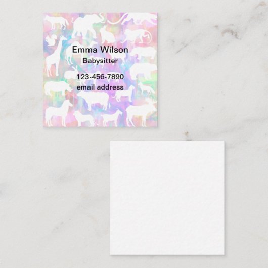 おもしろいユニークベビーシッターテーマ名刺 スクエア名刺 (正面/裏面)