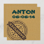 おもしろいユニークヴィンテージ誕生発表 案内状 (正面/裏面)