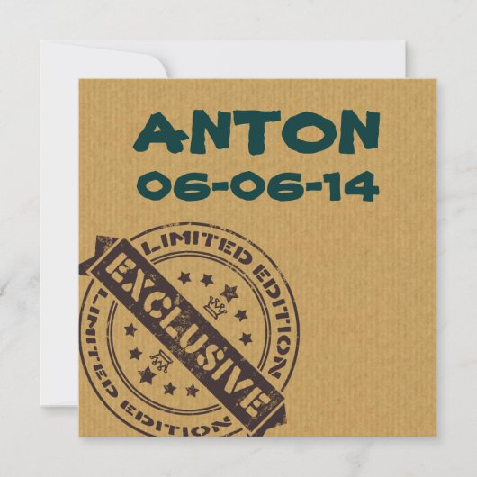 おもしろいユニークヴィンテージ誕生発表 案内状 (正面)