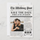 おもしろいユニーク写真Save the Date 結婚's Newspaper シーズンカード (正面)