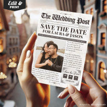 おもしろいユニーク写真Save the Date 結婚's Newspaper