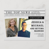 おもしろいユニーク新聞の見出し写真日付の保存 インビテーションポストカード (正面)