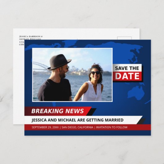 おもしろいユニーク速報TV写真の日付の保存 インビテーションポストカード (正面/裏面)