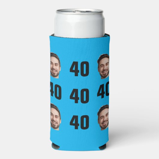 おもしろいユニーク40歳の誕生日フォトクールレトロ スリム缶クーラー (Seltzer正面)