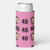 おもしろいユニーク40歳の誕生日フォトクールレトロ スリム缶クーラー (Seltzer正面)