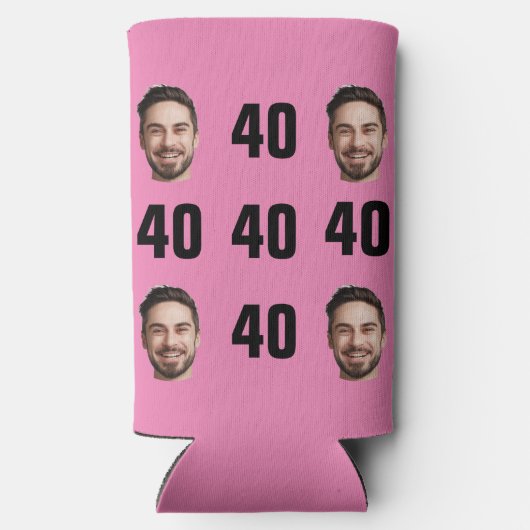 おもしろいユニーク40歳の誕生日フォトクールレトロ スリム缶クーラー (裏面)